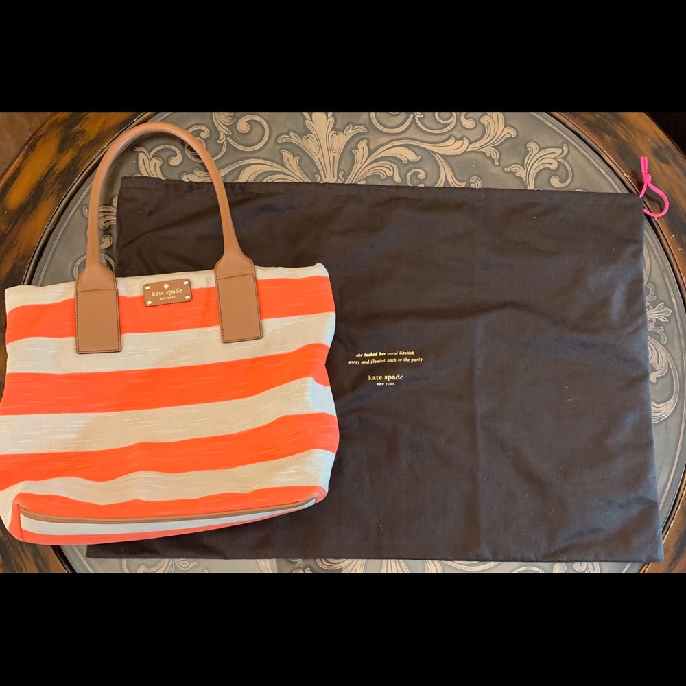 Kate Spade ♠️ Fun Orange & Khaki Bag